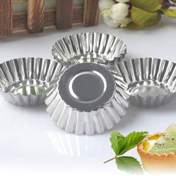 BESTonZON 30 stk Eggkakeform Ikke-klebende Aluminium Cupcake Kake Cookie Pudding