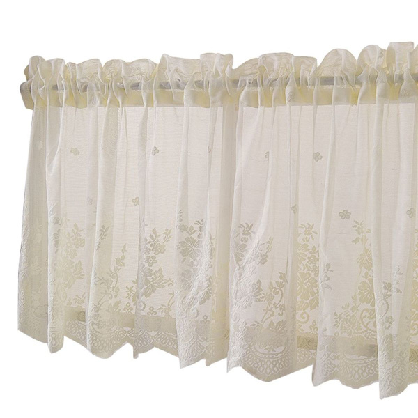 Elegant køkkendekoration: Beige blondegardin - blomsterbroderi, 137 * 61 cm KLB
