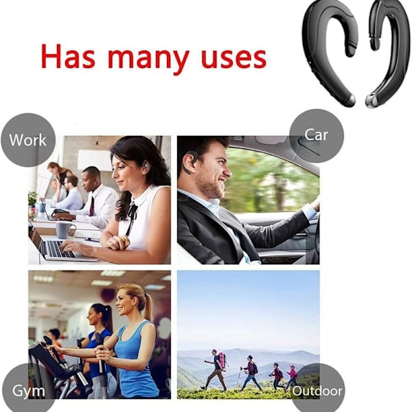 Trådløst Bluetooth-headset med ørekrok, benledning Bluetooth