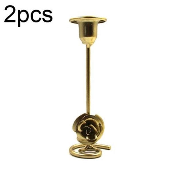 2 st Rosformade Metall Ljusstakar Bar Bordsdekoration Ljusstake för Ljusstake