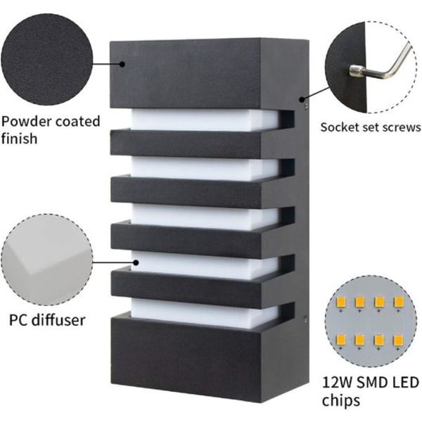 Ulkoseinävalaisin 12W LED Moderni Seinävalaisin Ulkovalaisin