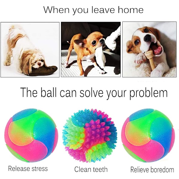 4 Ball Leketoy for Hund og Katt, Lysende Hundeballer, LED Hoppende Ball