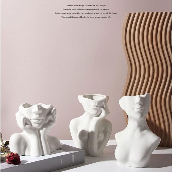 Kvinne Shape Face Vase Art Vase for hjemmekontordekorasjon