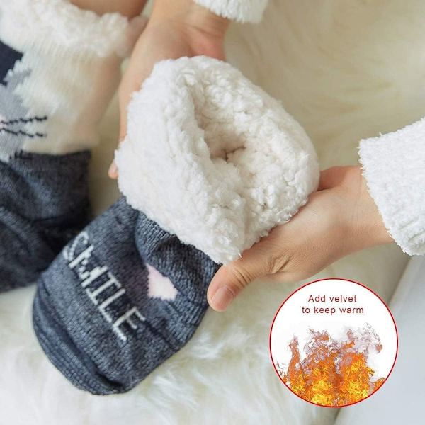 Julstrumpor, Damstrumpor Vinter, Halkskydd Chunky Varma Strumpor, Perfekt Vit