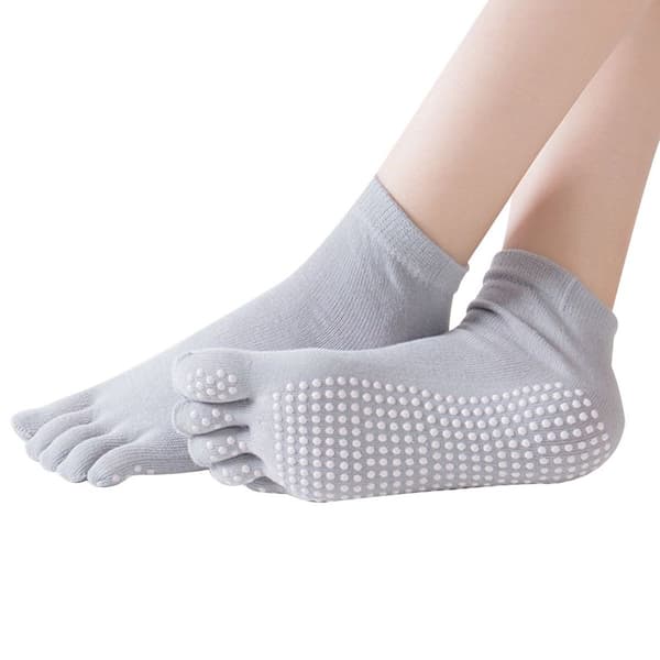 Yogasokker for menn og kvinner - Full Toe Non Slip Grå KLB
