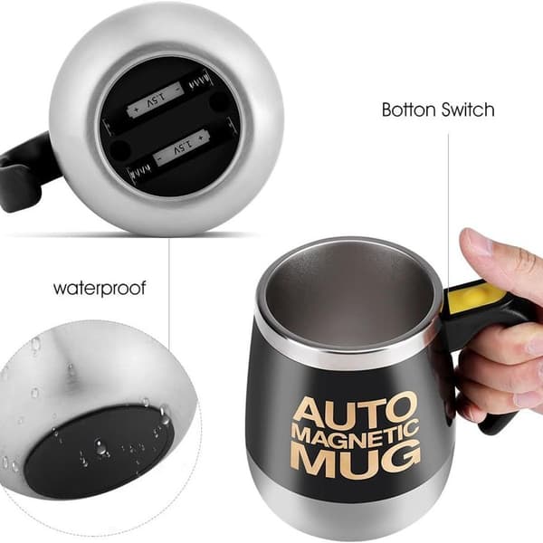 Magnetisk Selvblandende Krus Selvrørende Kaffekop i Rustfrit Stål