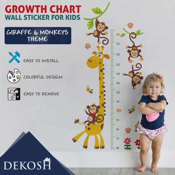 Monkey Børns højde vægkort | Peel and stick wallstickers til babyværelser KLB