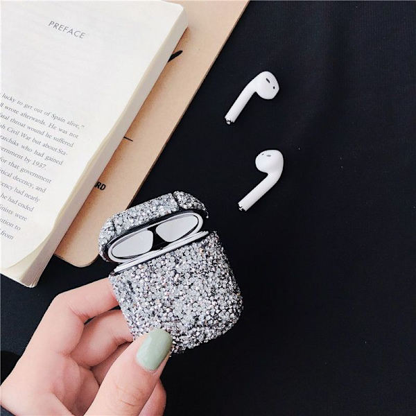 Diamant Bluetooth-hodetelefoner Pods Etui Beskyttende Hard Case Sølv