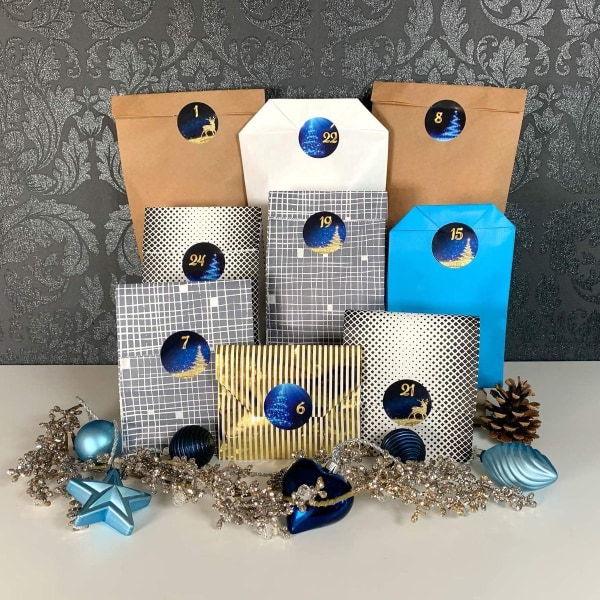 Ändlöst ge Advent-kalenderpåsar för DIY-hantverk och jul KLB