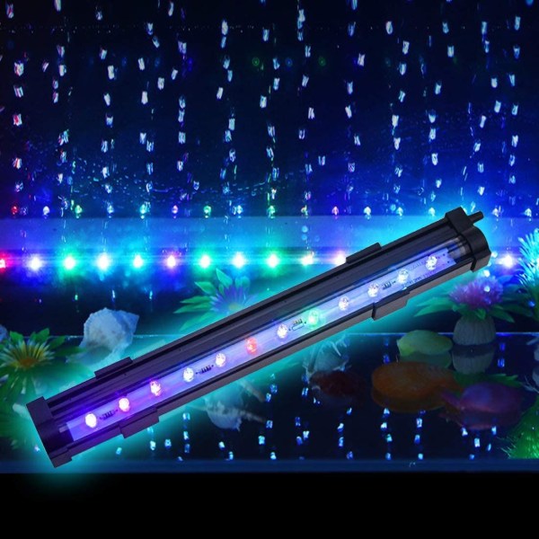 2 watts akvarieluftsten med automatiskt färgskiftande LED-ljus (längd -10" för små vattentankar) för akvarieluftpump