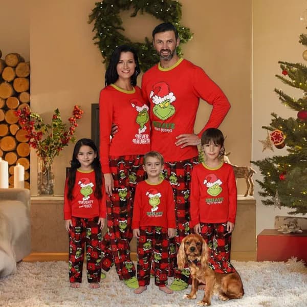 Julematchende familiepyjamassett for menn, kvinner, KLB