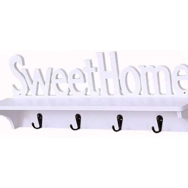 Sweet Home Design Seinäteline Avaimenpidike Ripustinjärjestäjä 4 Koukulla KLB