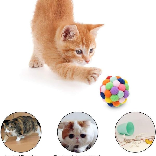 Myke pomponger for katter - lette, interaktive, forskjellige farger - fylt KLB