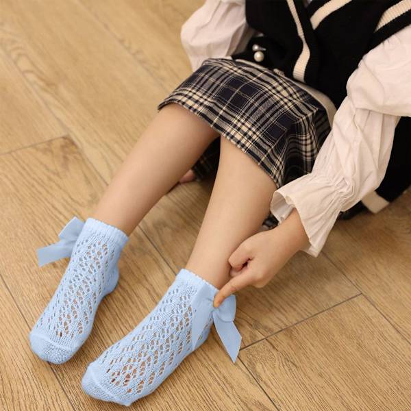 Mesh andas strumpor, baby flickor ankelstrumpor rosett M KLB