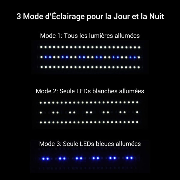 G2 LED-akvariebelysning, vandtæt LED-strimmel med controller, hvidt og blåt lys, 3 valgfrie timertilstande, 30-43 cm LED-akvarielampe, 6 W