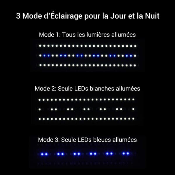 G2 LED-akvariebelysning, vanntett LED-stripe med kontroller, hvitt og blått lys, 3 valgfrie timermoduser, 30-43 cm LED-akvarielampe, 6 W