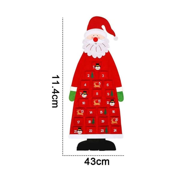 Filtadventskalender för jul, väggkalender med tomte KLB