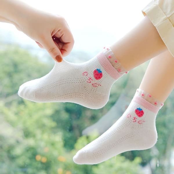 5 par småbørnsstrømper til piger - Mesh Princess Cotton Soft L KLB