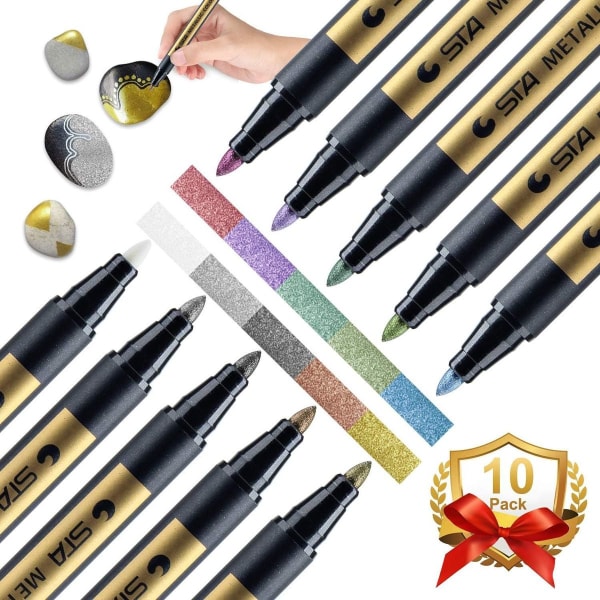 10 farger metalliske merkepenner metalliske penner på alle KLB