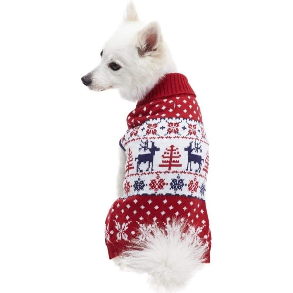 Juhlavuoden lopun Poro Joulu Retro Vintage -villapaita koirille Tango Red & Navy Blue, 1 koiranvaatteen pakkaus