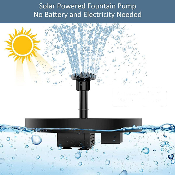Solcellsfontänpump, solcellsfontänpump med 6 munstycken,