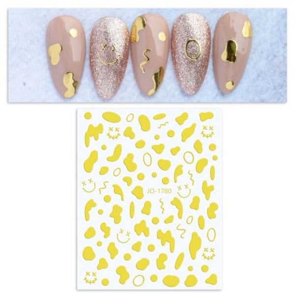 10 st Cow Color Block Nail Art Stickers (1780 guld)