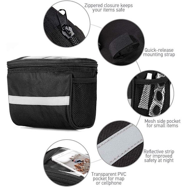 Lixada cykelstyrbag, isoleret, sort