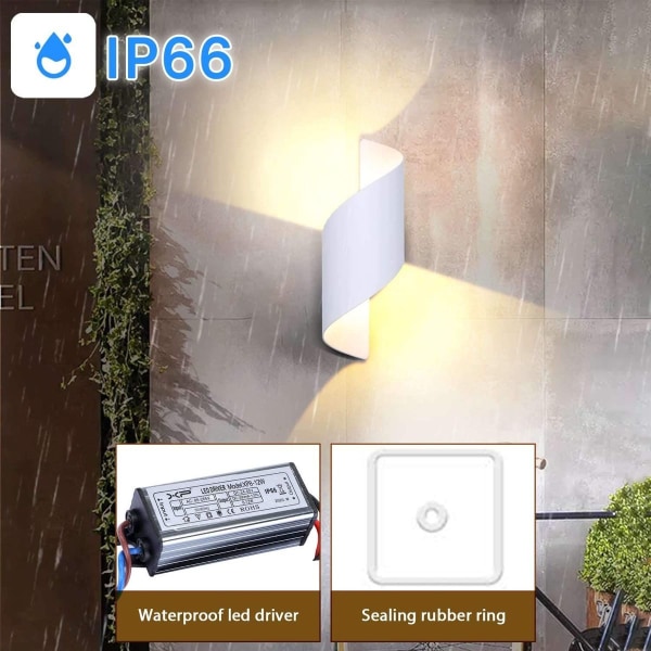 12W LED utendørs vegglampe Vanntett IP66 moderne aluminium utendørs vegglampe utendørs lys