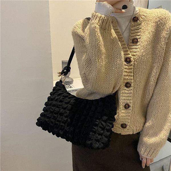 Bubbelfleece Crossbody Väska Dam Axelremsväska Handväska