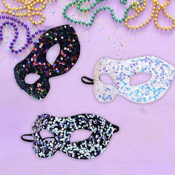 Bitar Maskerad Mask för Kvinnor Paljett Mask för Halloween Karneval Fest
