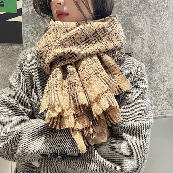 Sjal for kvinner Rutete pleddsjal Trendy Tartan Sjal Oversized Wrap Kamel KLB