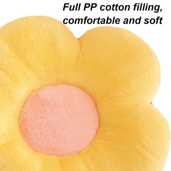 Blomsterpute, blomsterformet pute, pute, gul pute