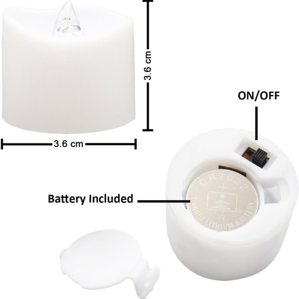 LED fyrfadslys Flammefri stearinlys med timer [pakke med 12, varm hvid] KLB