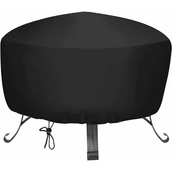 Grillöverdrag för eldstad, runt brasöverdrag med dragsko, vattentätt 210D Oxford-tyg eldstadsskydd (Dia.85 x 40 cm) KLB