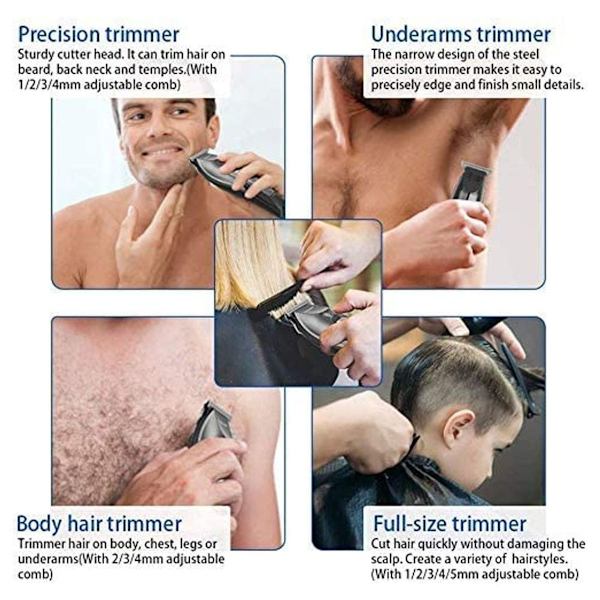 Hårklippare för män - Professionell sladdlös hårtrimmerset med T-blad KLB