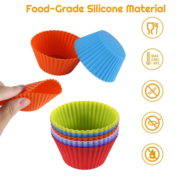 Silikone Cupcake Bageforme 24 Pakke, 2,75 Tommer Silikone Bageforme,