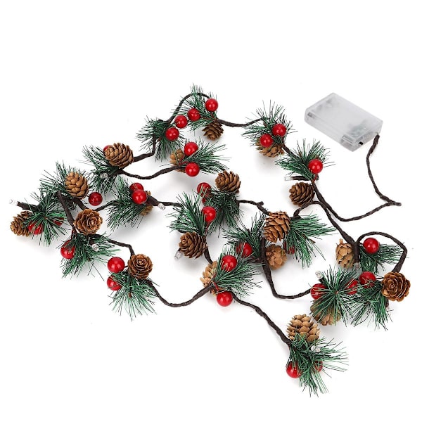 2m 20LED julelys med kongler til julekrans KLB
