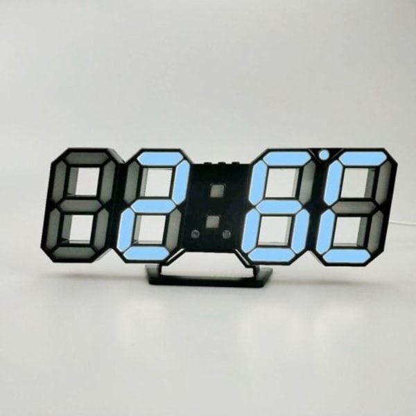 3D Stereo LED-väckarklocka Vardagsrum 3D Väggklocka Svart Ram Blu-ray