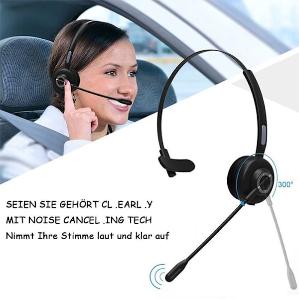 Bluetooth-headset med mikrofon og USB-dongle, mono PC-headset-hovedtelefoner