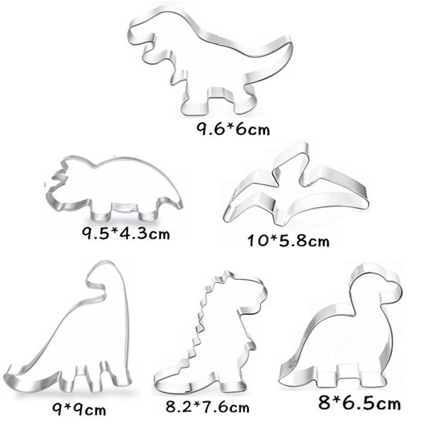 Dinosaurie-kakformar Fondant-formar för barn 6-pack KLB