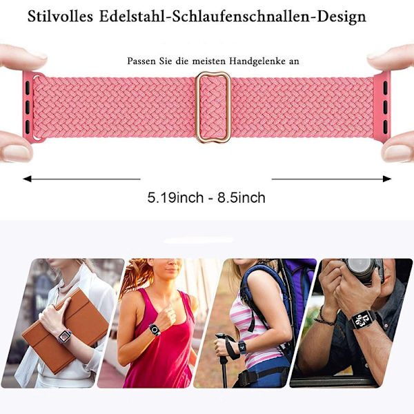 Flätat Solo Loop-armband kompatibelt med Apple Watch-rem 38 mm, 40
