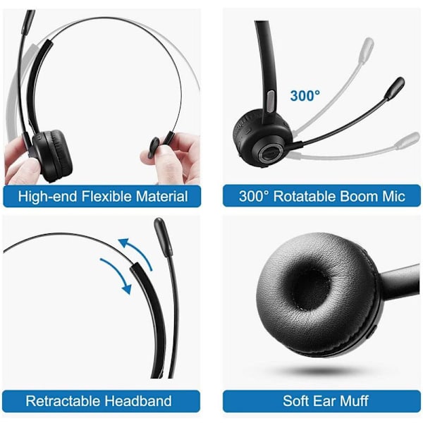 Bluetooth-headset, V5.0 Business trådlöst headset med bom