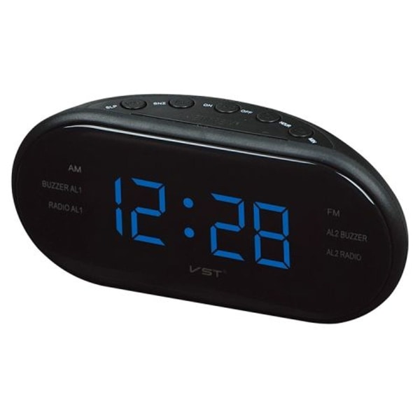 Oval klockradio LED-klocka (blå)