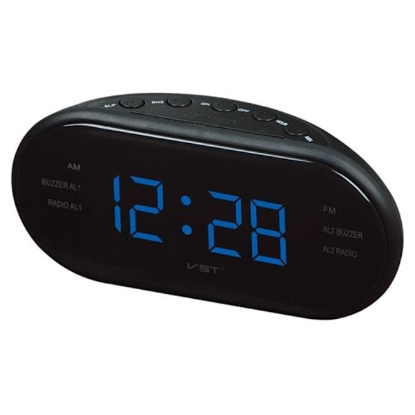 Soikea kello-radio LED-kello (sininen)