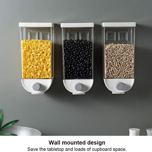 Baffect Cereal Dispenser Double Dry Food Organizer, Plastic Wall Container KLB