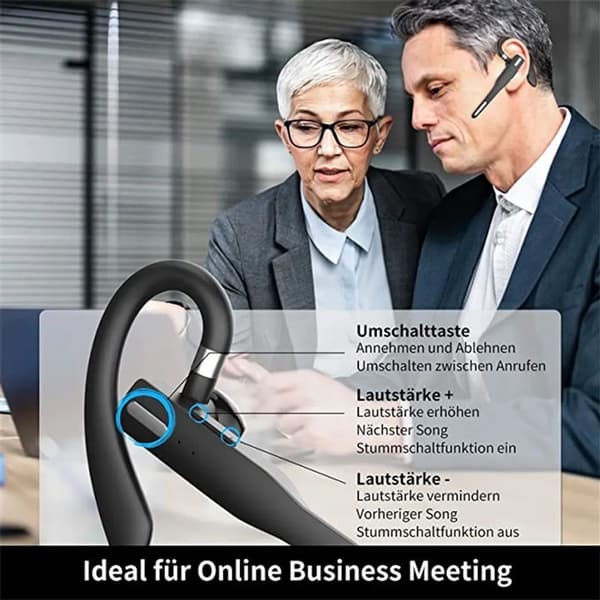 Headset med mikrofon Bluetooth, 2,4 GHz hodetelefoner trådløse med ladeboks LED