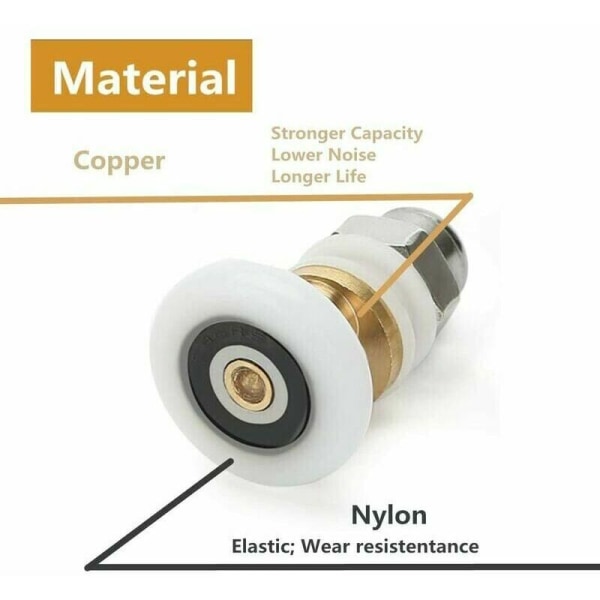 Dusjdør - Rullespinnhjul for Dusjdør Skyvedører Dørrullers Erstatningshjul 8 Stykker 25mm KLB