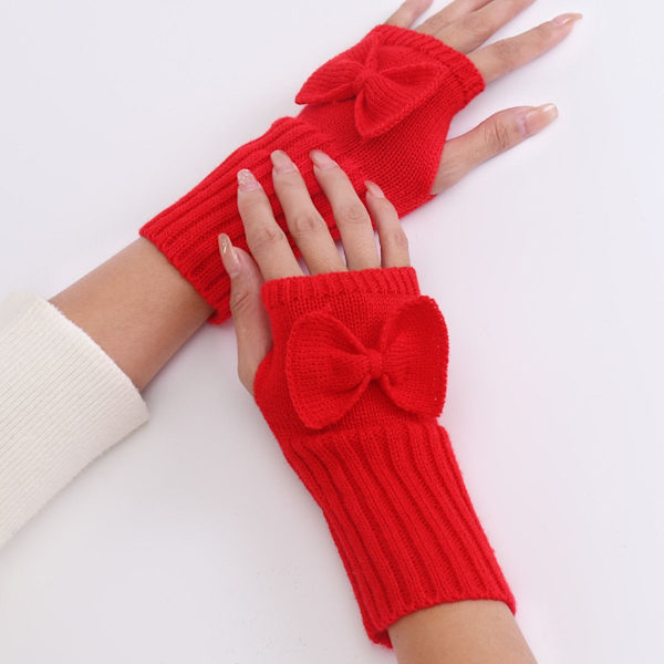 Vinter Fingerless Handsker Halv Finger Handske Efterår og Vinter Rød KLB