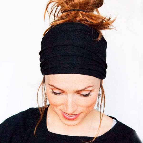 Svart Elastisk Bandana Hodebånd for Menn - Langt Hår Hodebånd for Kvinner - Dread Wrap