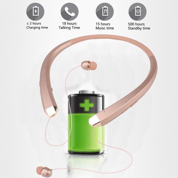 Bluetooth-hovedtelefoner, trådløst nakkebåndsheadset med guld
